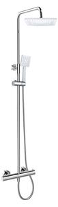 Mereo Termostatická nástěnná sprchová baterie s hadicí, ruční a talířovou hranatou sprchou 225x225mm