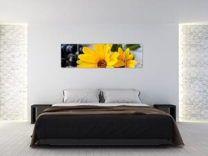 Obraz žlutých květů (170x50 cm)