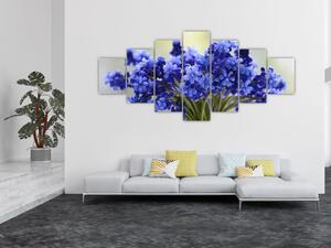 Obraz kytice modrých květů (210x100 cm)