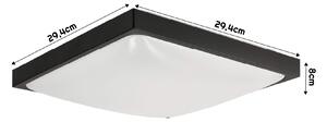 ECO LIGHT LED stropní svítidlo 2xE27 čtvercové černé + 2x E27 10W neutrální bílá žárovka