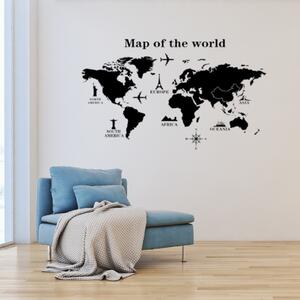 Samolepka na zeď "Mapa světa" 120x70 cm
