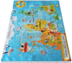 Makro Abra Dětský kusový koberec NEW BAMBINO 04 Pratelný Mapa Světa modrý vícebarevný Rozměr: 120x180 cm