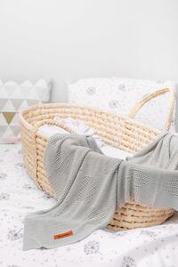 Sensillo Dětská pletená bambusová deka do kočárku 100x80 cm šedá