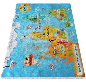 Makro Abra Dětský kusový koberec NEW BAMBINO 04 Pratelný Mapa Světa modrý vícebarevný Rozměr: 120x180 cm
