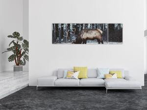 Obraz - jelen v zimě (170x50 cm)