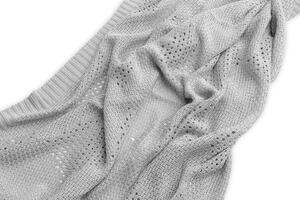 Sensillo Dětská pletená bambusová deka do kočárku 100x80 cm šedá