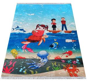 Makro Abra Dětský kusový koberec NEW BAMBINO 07 Pratelný Moře Chobotnice Ryby Děti modrý vícebarevný Rozměr: 120x180 cm