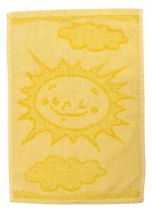 Dětský ručníček s motivem sluníčka v pestré žluté barvě. Rozměr ručníku je 30x50 cm. Obrázek z obou stran