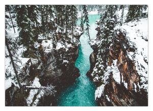Obraz - horská řeka v zimě (70x50 cm)