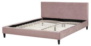 Čalouněná postel v růžovém sametu 160 x 200 cm FITOU