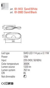 Redo Nástěnné/stropní LED svítidlo Nubo, š. 38 cm, 3000K Barva: Černá