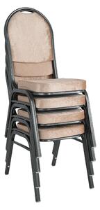 TEMPO Židle, stohovatelná, látka béžová / rám šedý, JEFF 2 NEW