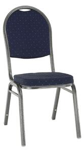 TEMPO Židle, stohovatelná, látka modrá/šedý rám, JEFF 2 NEW