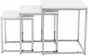 Tempo Kondela Konferenční stolek MAGNO TYP 3, set 3 kusů, bílá matná/chrom