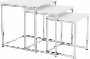 Tempo Kondela Konferenční stolek MAGNO TYP 3, set 3 kusů, bílá matná/chrom