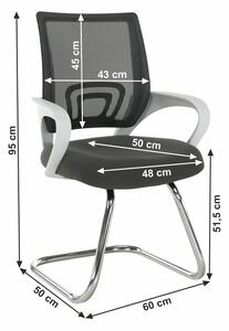 TEMPO Zasedací židle šedá/bílá, Sanaz TYP 3