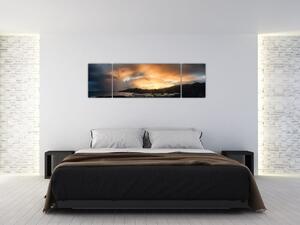 Obraz - pláž se zataženou oblohou (170x50 cm)