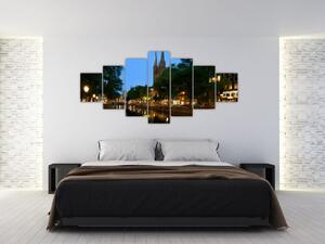 Obraz nočního historického města (210x100 cm)
