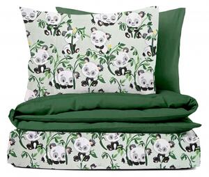 Ervi bavlněné povlečení oboustranné - pandy na zeleném /zelené