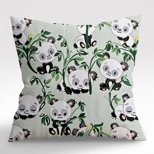Ervi povlak na polštář bavlněný - pandy na zeleném