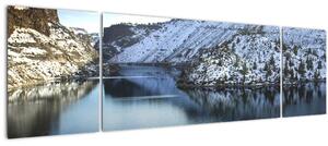 Obraz - zimní krajina s jezerem (170x50 cm)