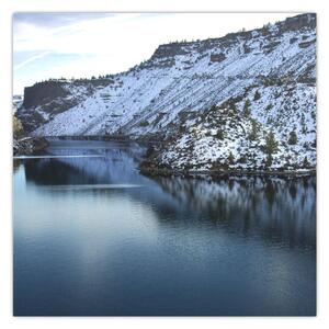 Obraz - zimní krajina s jezerem (30x30 cm)