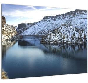 Obraz - zimní krajina s jezerem (70x50 cm)