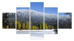 Obraz - zasněžené hory v zimě (125x70 cm)