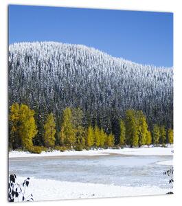 Obraz - zasněžené hory v zimě (30x30 cm)