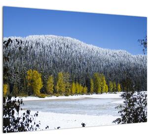 Obraz - zasněžené hory v zimě (70x50 cm)