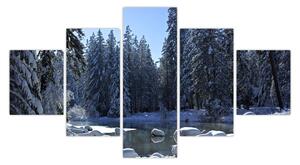 Obraz zasněženého lesa (125x70 cm)