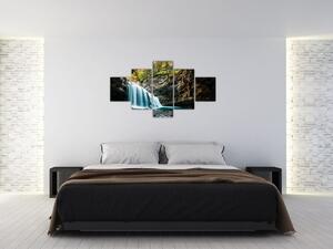 Obraz lesního vodopádu (125x70 cm)
