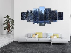 Obraz zasněženého lesa (210x100 cm)