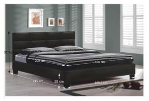 TEMPO Manželská postel s roštem, 160x200, černá ekokůže, MIKEL