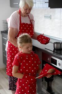 HOME ELEMENTS Kuchyňská chňapka s magnetem 18*32 cm, červená s bílými puntíky