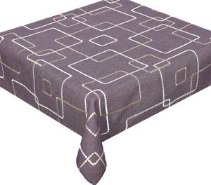 DekorTextil Celoroční vyšívaný ubrus - Korálkové čtverce - hnědý Rozměry: 120x140 cm