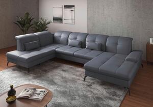 SEDACÍ SOUPRAVA, textil, kůže, šedomodrá Sit & More - Sedací soupravy, Online Only