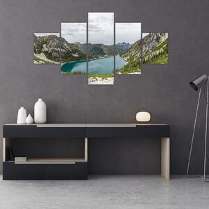 Obraz jezera v horách (125x70 cm)