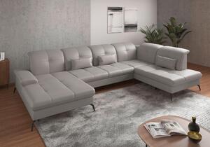 SEDACÍ SOUPRAVA, textil, kůže, světle šedá Sit & More - Sedací soupravy, Online Only
