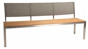 Stern 3-místná jídelní lavice Viona, Stern, 182x55x85 cm, rám nerezová ocel, sedák teak, opěrka textilen linen grey