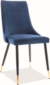 Casarredo Designová jídelní židle PIANO, velvet modrá/kov černá/zlatá