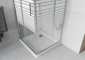 Mexen Rio čtvercový sprchový kout 70 x 70 cm, 5mm sklo, čiré sklo/pásy, chromový profil + slim sprchová vanička 5cm, 860-070-070-01-20-4010