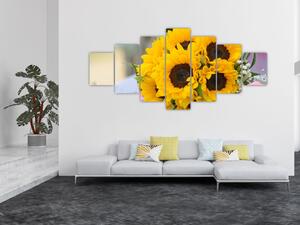 Obraz svatební kytice ze slunečnic (210x100 cm)