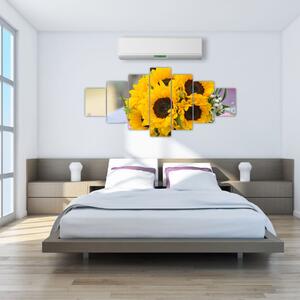 Obraz svatební kytice ze slunečnic (210x100 cm)