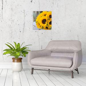 Obraz svatební kytice ze slunečnic (30x30 cm)