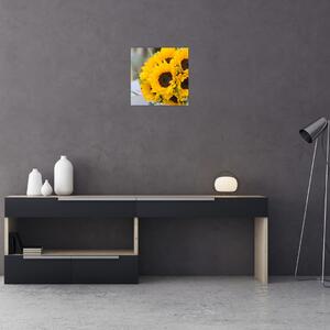 Obraz svatební kytice ze slunečnic (30x30 cm)