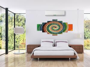 Abstraktní obraz - barevná spirála (210x100 cm)