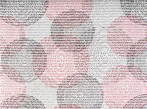 Koupelnová pěnová rohož / předložka PRO-020 Červené a černé kruhy - metráž šířka 65 cm