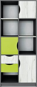 Casarredo - Komfort nábytek Policový regál DISNEY 3D2S e zásuvkami i dvířky, dub kraft bílý/šedý grafit/limeta