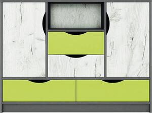 Casarredo - Komfort nábytek Dětská komoda DISNEY 2D4S, dub kraft bílý/šedý grafit/limeta